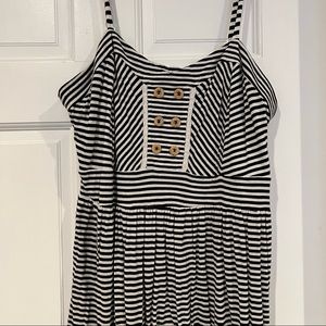 XL Black and White Striped Smocked Dress by Xhilaration